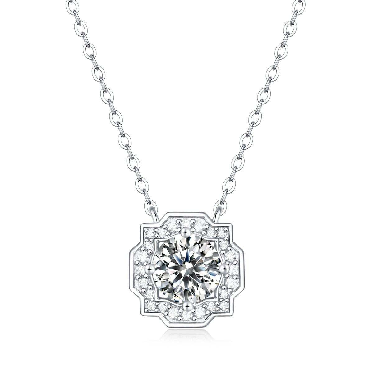 Moissanite lab-grown Diamond Necklace for women - 18K White Gold Plated S925 Sterling Silver - Stars - 1