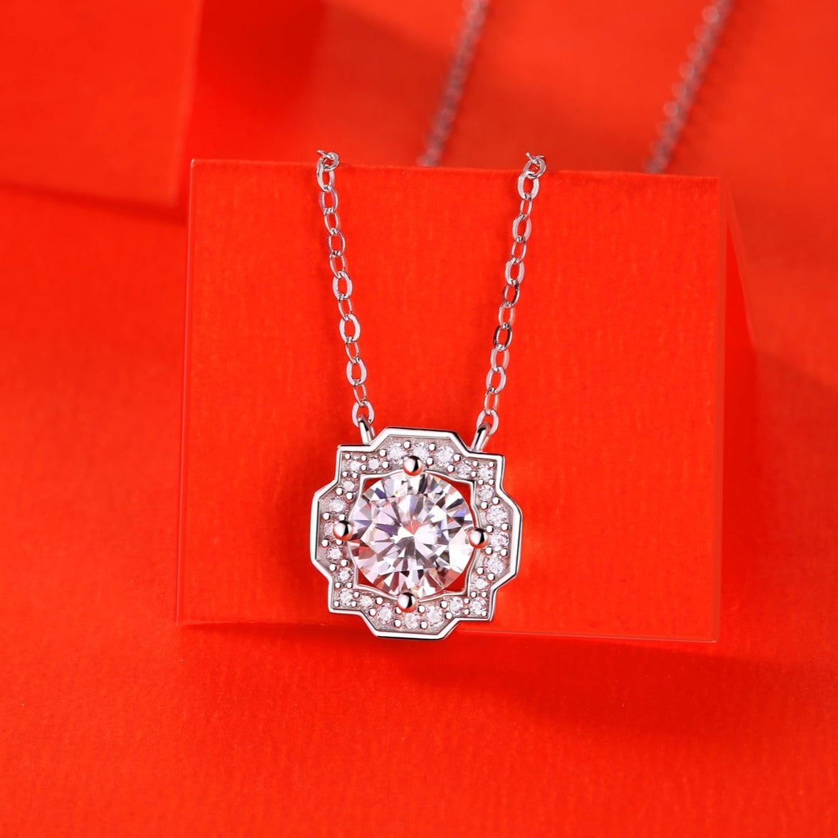 Moissanite lab-grown Diamond Necklace for women - 18K White Gold Plated S925 Sterling Silver - Stars - 4