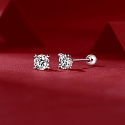 Women’s Moissanite Stud Earrings – Sleek Metal Frame, Time Imprint-Inspired Design