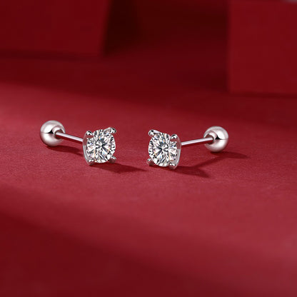 18K White Gold Plated Moissanite Earrings – Time Imprint Style, Sparkling Stones