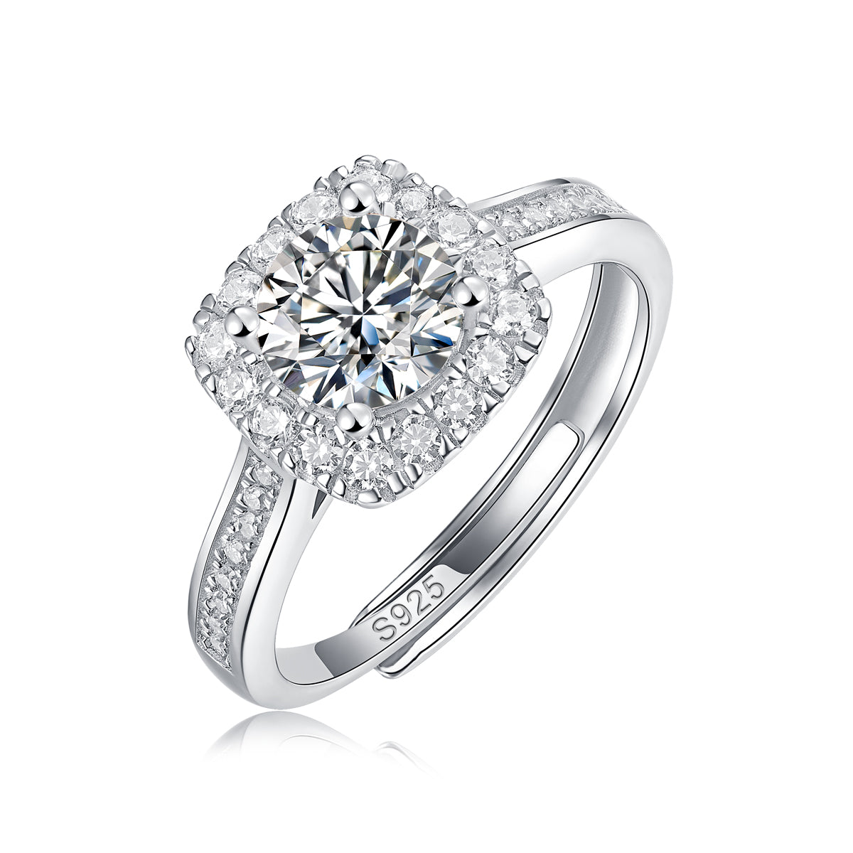 Moissanite lab-grown Diamond Engagement Ring for women - 18K White Gold Plated S925 Sterling Silver - Quadro - 1