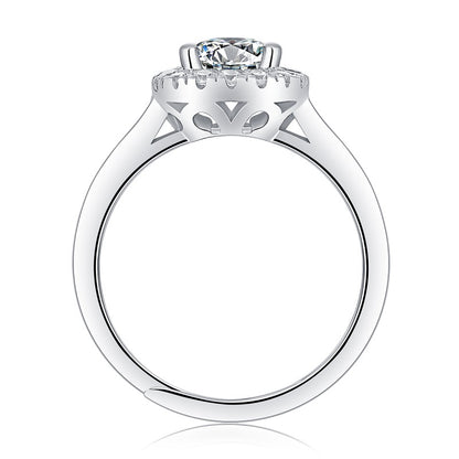 Sterling Silver Quadro Moissanite Engagement Ring – Women’s Jewelry, White Gold Plated