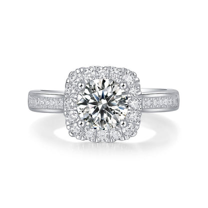 Lab-Grown Moissanite Quadro Engagement Band – 18K White Gold Plated, Modern and Elegant