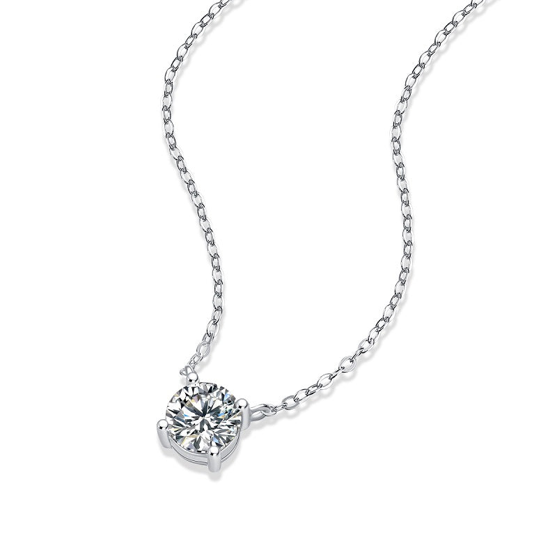 Moissanite lab-grown Diamond Necklace for women - 18K White Gold Plated S925 Sterling Silver - Number One - 6