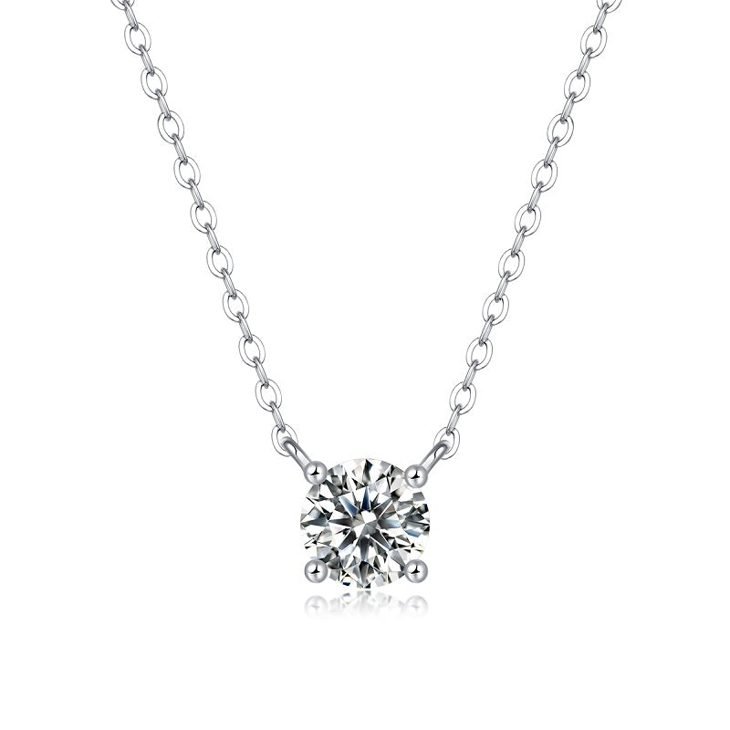 Moissanite lab-grown Diamond Necklace for women - 18K White Gold Plated S925 Sterling Silver - Number One - 1