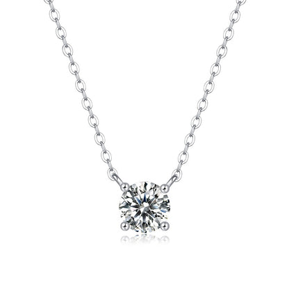 Moissanite lab-grown Diamond Necklace for women - 18K White Gold Plated S925 Sterling Silver - Number One - 1