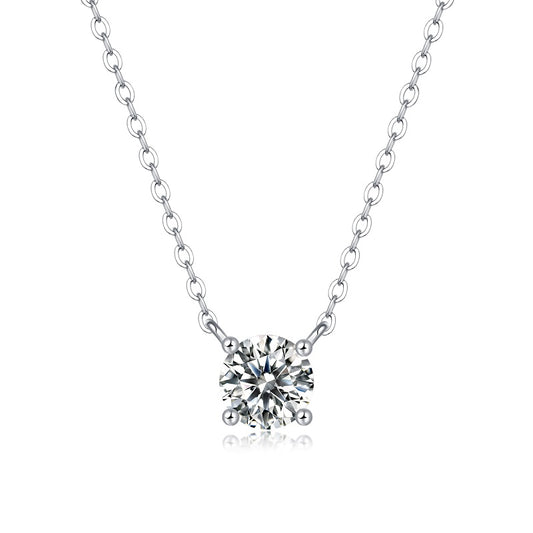 Moissanite lab-grown Diamond Necklace for women - 18K White Gold Plated S925 Sterling Silver - Number One - 1