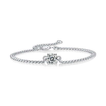 Sterling Silver Dream Moissanite Bracelet – Women’s Jewelry, White Gold Plated