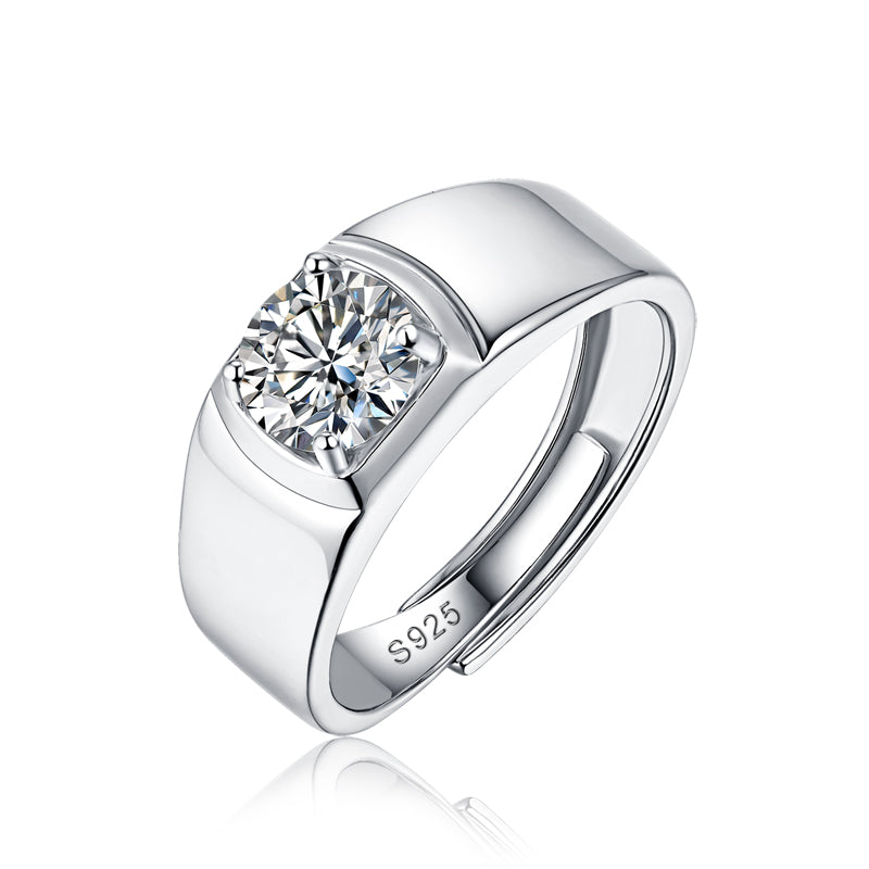 Moissanite lab-grown Diamond Ring for men - 18K White Gold Plated S925 Sterling Silver - Perfecto - 1