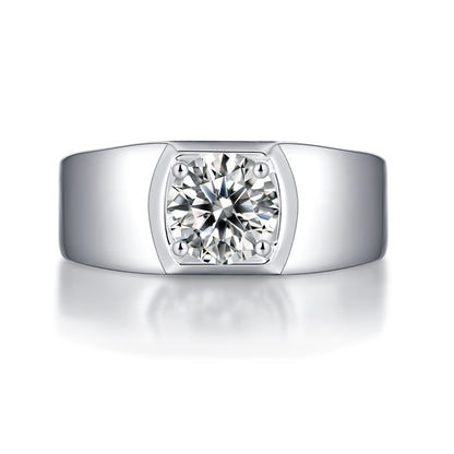 18K White Gold Plated Moissanite Ring – Lab-Grown Diamond, Elegant Perfecto Style