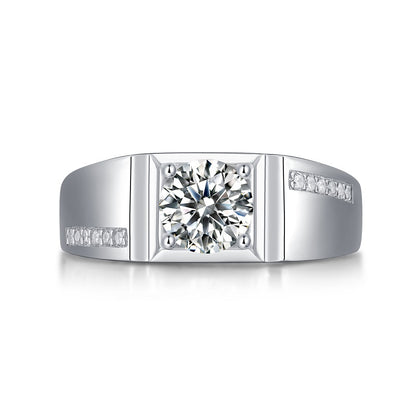 Lab-Grown Moissanite Grand Style Ring – 18K White Gold Plated, Classic and Sophisticated