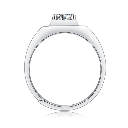 Grand Style Moissanite Ring – S925 Sterling Silver, White Gold Plated, Luxury Men’s Jewelry