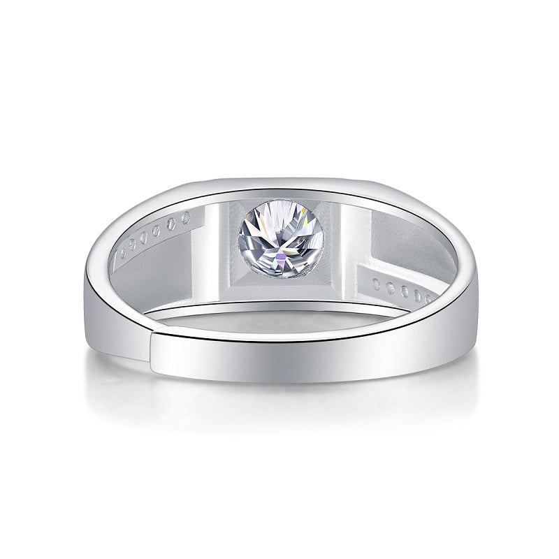 Moissanite lab-grown Diamond Ring for men - 18K White Gold Plated S925 Sterling Silver - Grand Style - 9