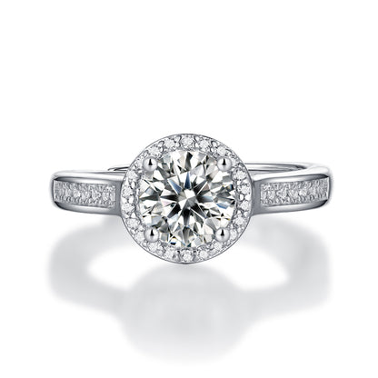 Lab-Grown Moissanite Diamond Tale Engagement Band – 18K White Gold Plated, Romantic and Elegant
