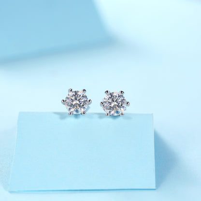 18K White Gold Plated Moissanite Earrings – Sunny Snow Style, Sparkling Stones, Timeless Beauty