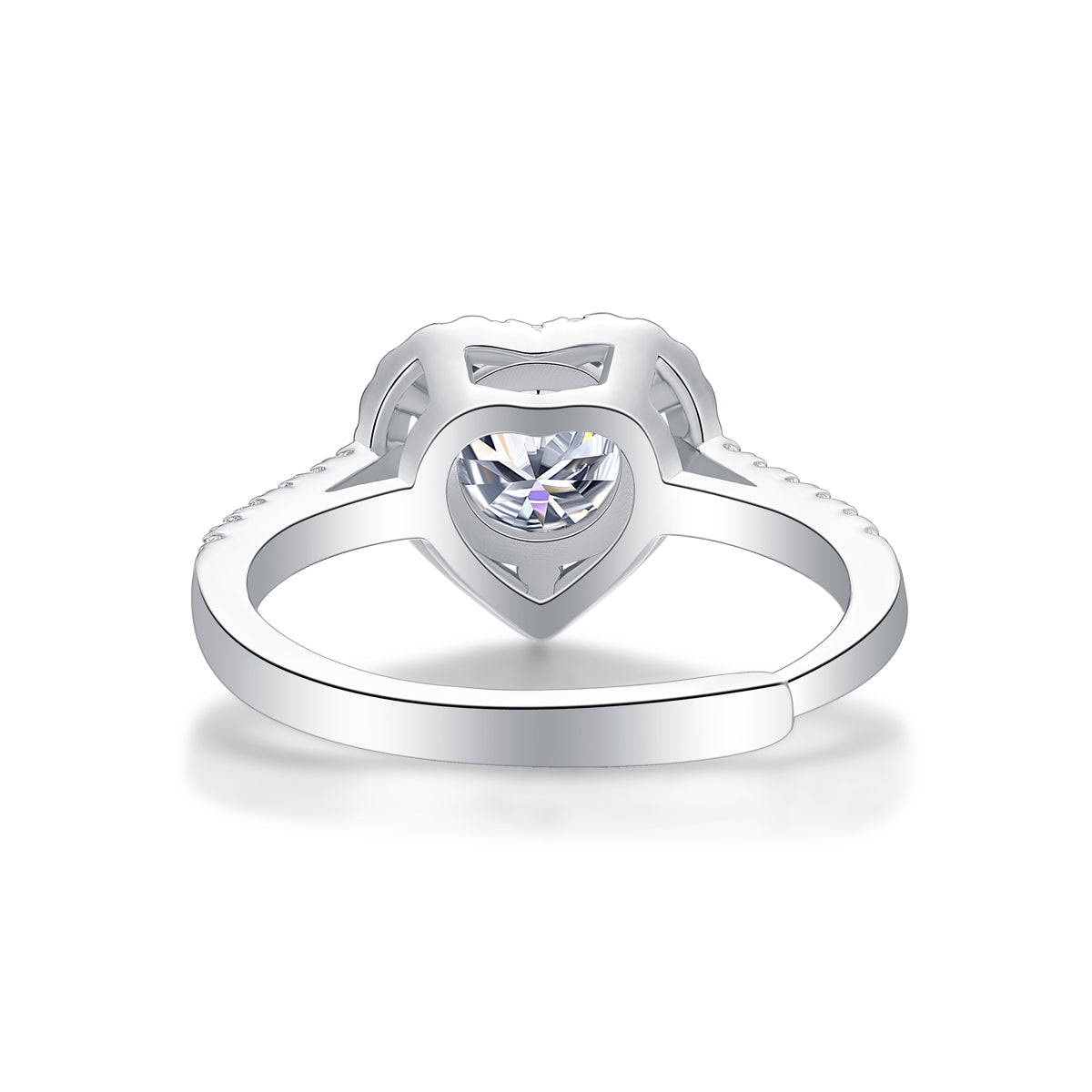 Moissanite lab-grown Diamond Engagement Ring for women - 18K White Gold Plated S925 Sterling Silver - Heartfelt Love - 8