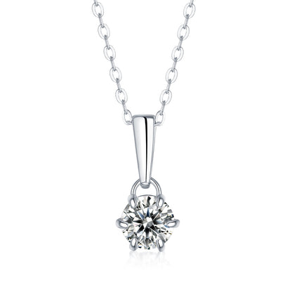 Moissanite lab-grown Diamond Necklace for women - 18K White Gold Plated S925 Sterling Silver - Six-claws - 1