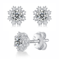 Moissanite Stud Earrings | Romantic Snowflake | Sterling Silver