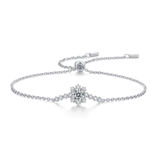 Moissanite lab-grown Diamond Bracelet for women - 18K White Gold Plated S925 Sterling Silver - Romantic snowflake - 1