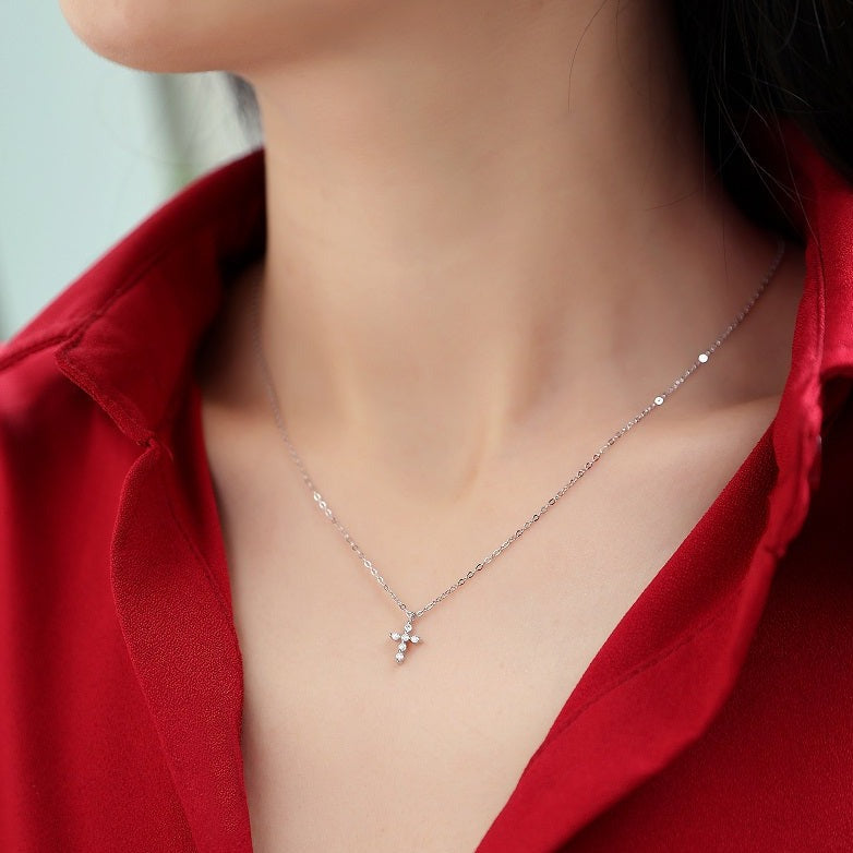 Moissanite lab-grown Diamond Necklace for women - 18K White Gold Plated S925 Sterling Silver - Veritas - 5