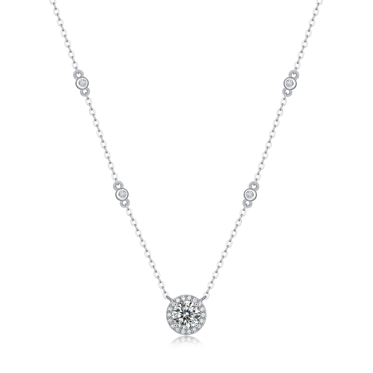 Moissanite lab-grown Diamond Necklace for women - 18K White Gold Plated S925 Sterling Silver - Starlight - 1