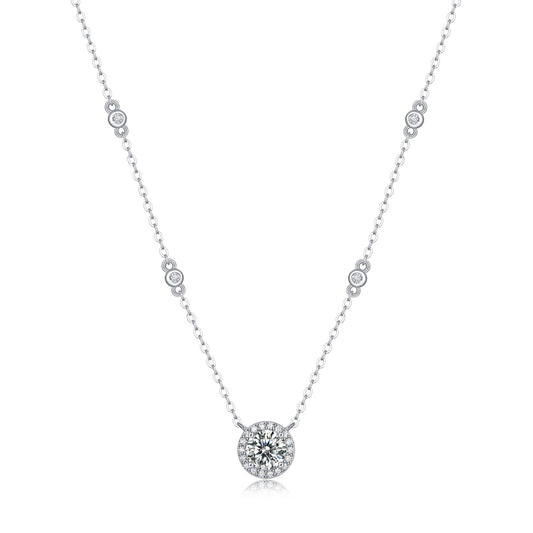 Moissanite lab-grown Diamond Necklace for women - 18K White Gold Plated S925 Sterling Silver - Starlight - 1