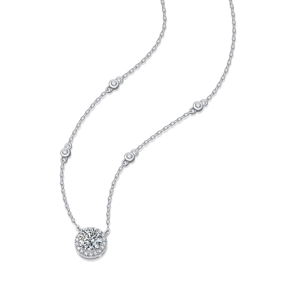 Moissanite lab-grown Diamond Necklace for women - 18K White Gold Plated S925 Sterling Silver - Starlight - 5