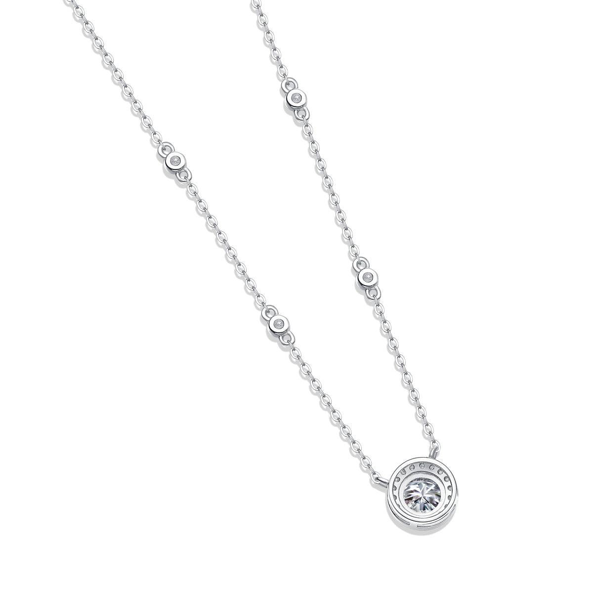 Moissanite lab-grown Diamond Necklace for women - 18K White Gold Plated S925 Sterling Silver - Starlight - 6