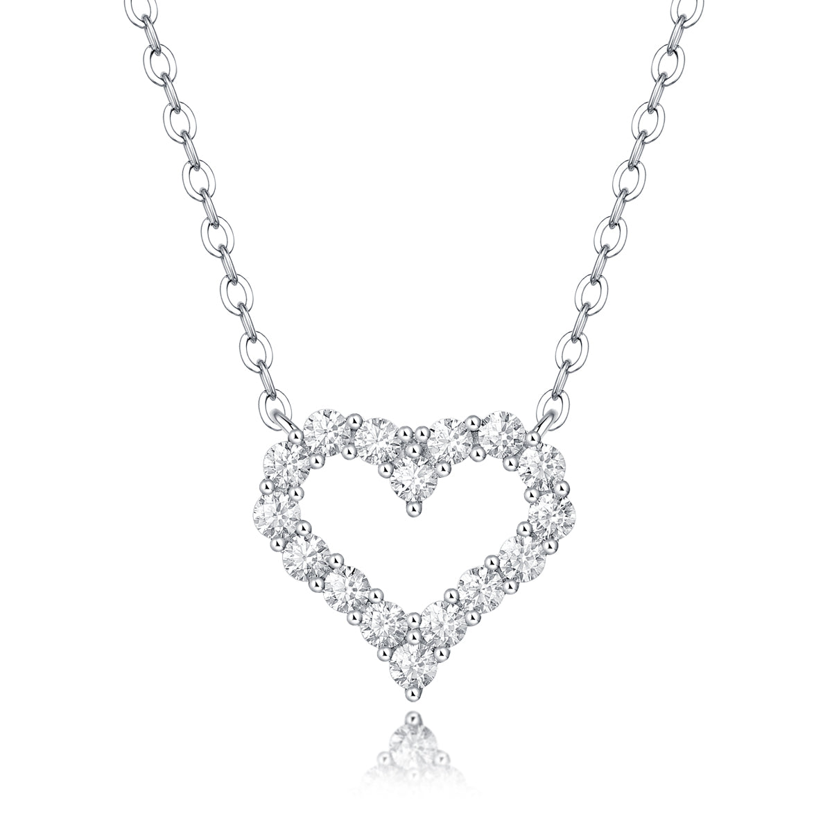 Moissanite lab-grown Diamond Necklace for women - 18K White Gold Plated S925 Sterling Silver - True Love - 1