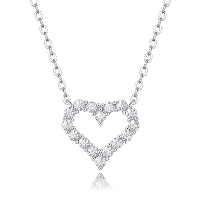 Moissanite lab-grown Diamond Necklace for women - 18K White Gold Plated S925 Sterling Silver - True Love - 1