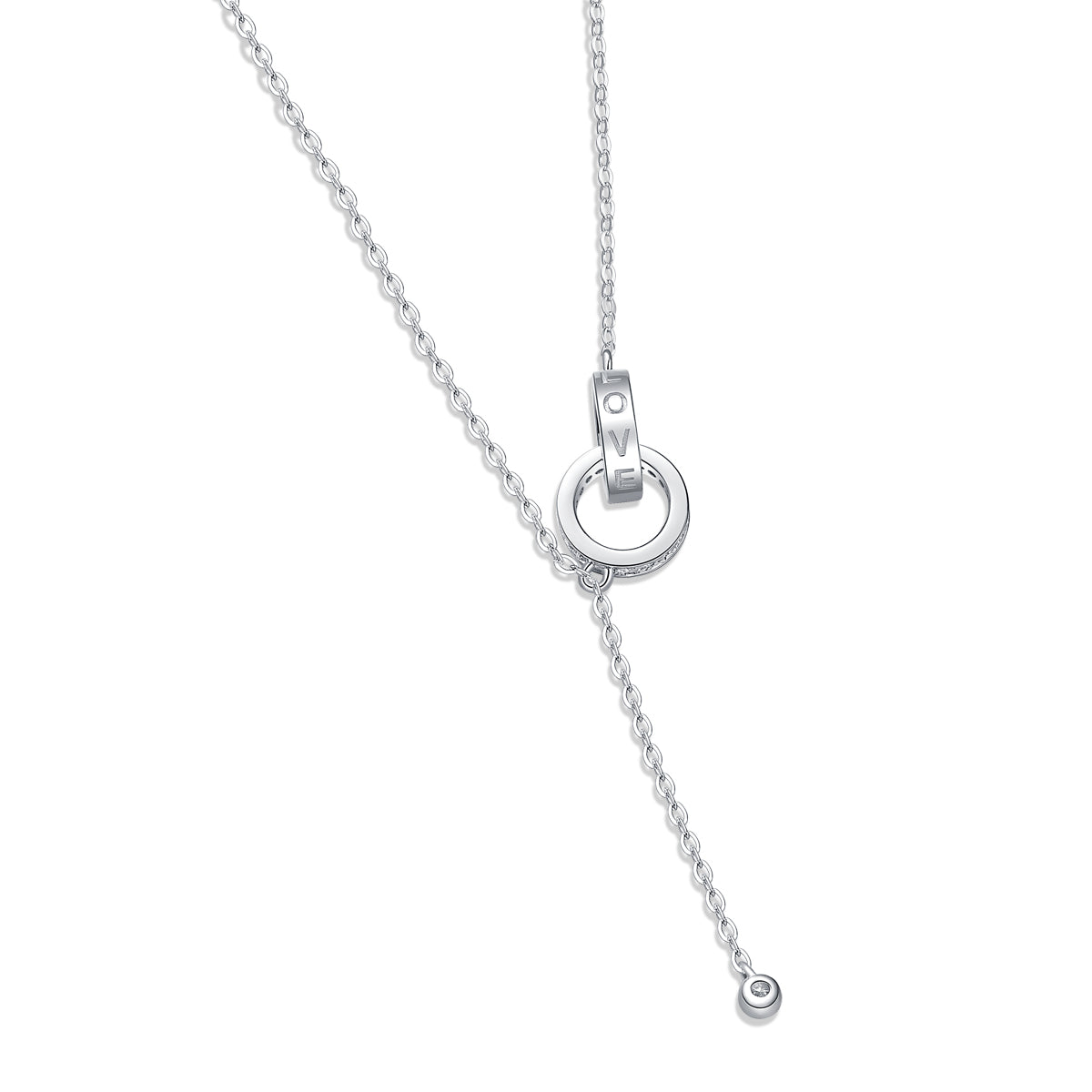 Moissanite lab-grown Diamond Necklace for women - 18K White Gold Plated S925 Sterling Silver - Interlocking - 6