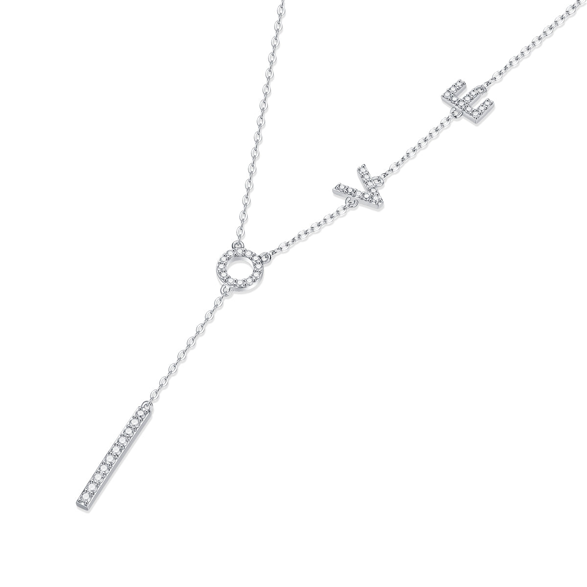 Moissanite lab-grown Diamond Necklace for women - 18K White Gold Plated S925 Sterling Silver - One Love - 5