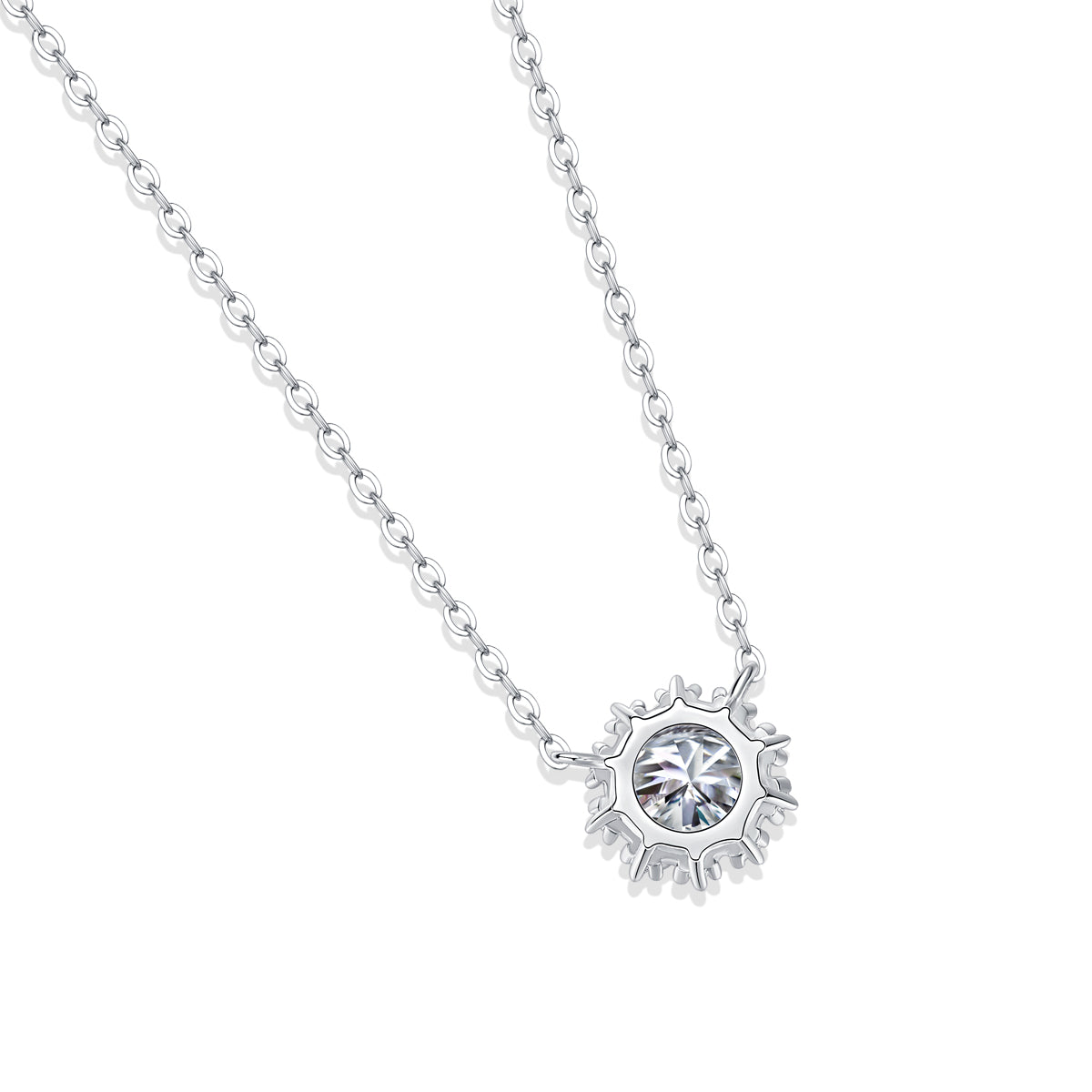 Moissanite lab-grown Diamond Necklace for women - 18K White Gold Plated S925 Sterling Silver - Romantic Snowflake - 6