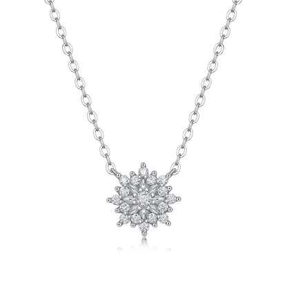 Moissanite lab-grown Diamond Necklace for women - 18K White Gold Plated S925 Sterling Silver - Elsa - 1