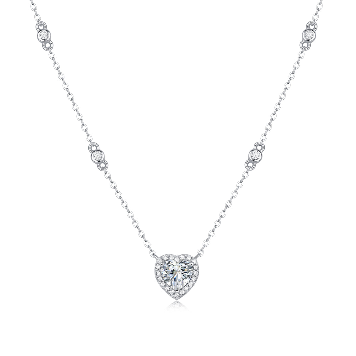 Moissanite lab-grown Diamond Necklace for women - 18K White Gold Plated S925 Sterling Silver - Individuality - 1