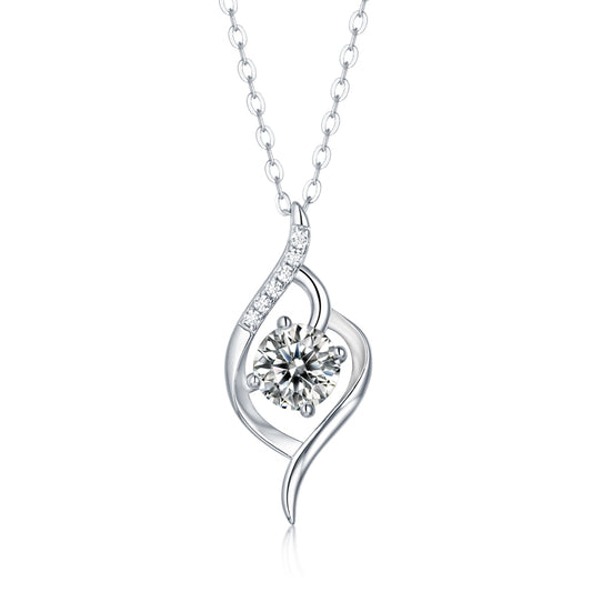 Moissanite lab-grown Diamond Necklace for women - 18K White Gold Plated S925 Sterling Silver - Love at first sight - 1