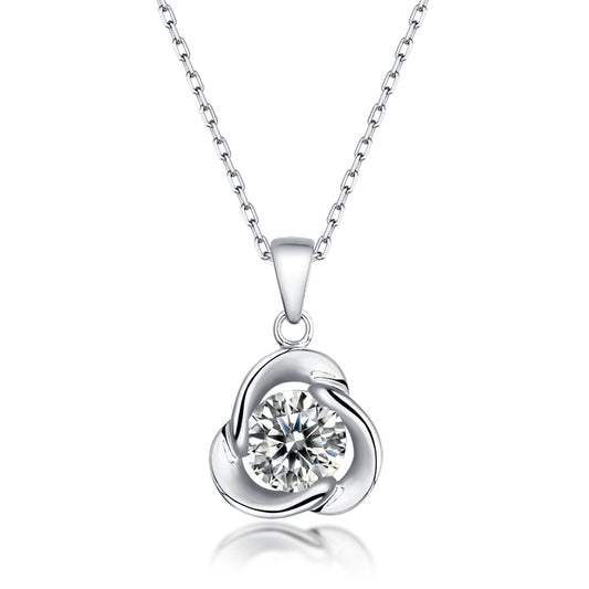 Moissanite lab-grown Diamond Necklace for women - 18K White Gold Plated S925 Sterling Silver - Shamrock of love - 1