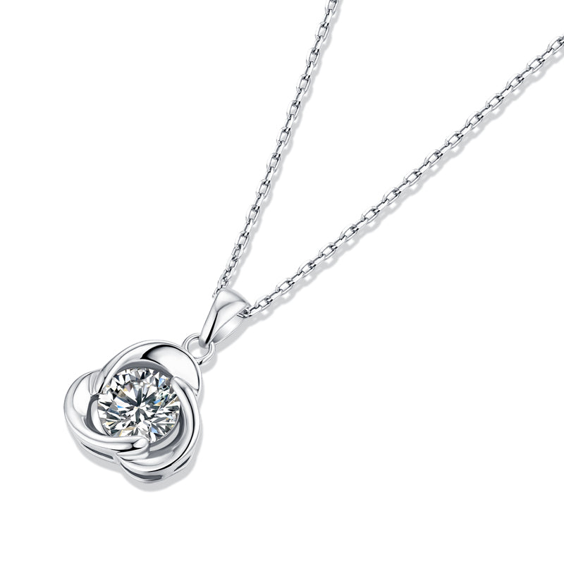 Moissanite lab-grown Diamond Necklace for women - 18K White Gold Plated S925 Sterling Silver - Shamrock of love - 5