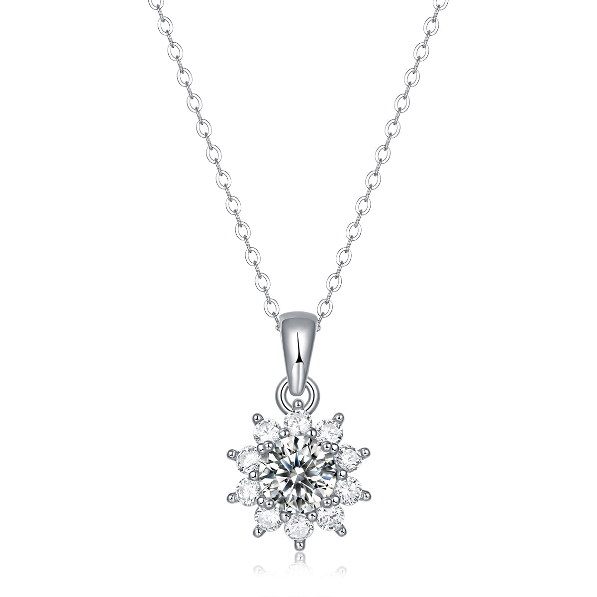 Moissanite lab-grown Diamond Necklace for women - 18K White Gold Plated S925 Sterling Silver - Desire - 1