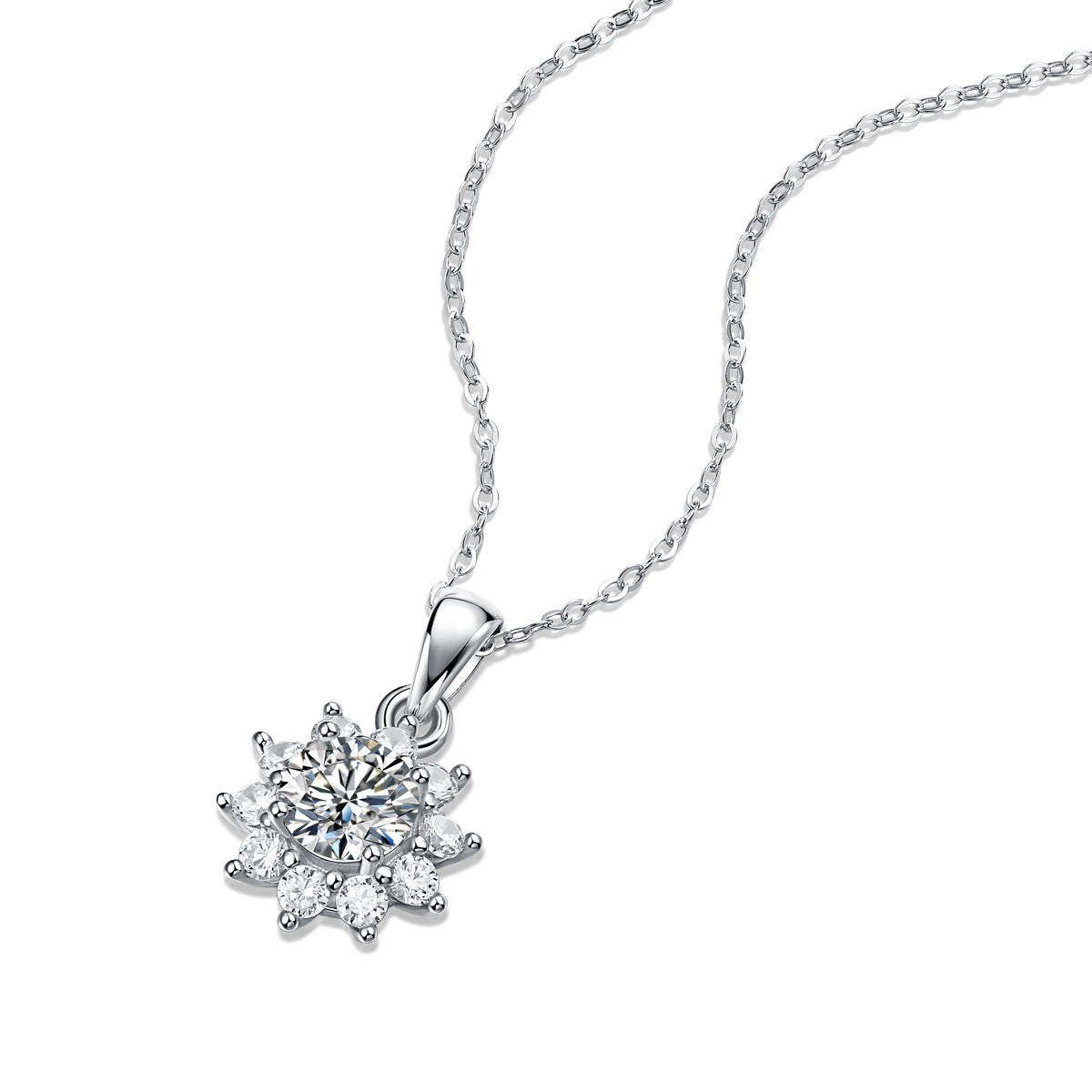 Moissanite lab-grown Diamond Necklace for women - 18K White Gold Plated S925 Sterling Silver - Desire - 5