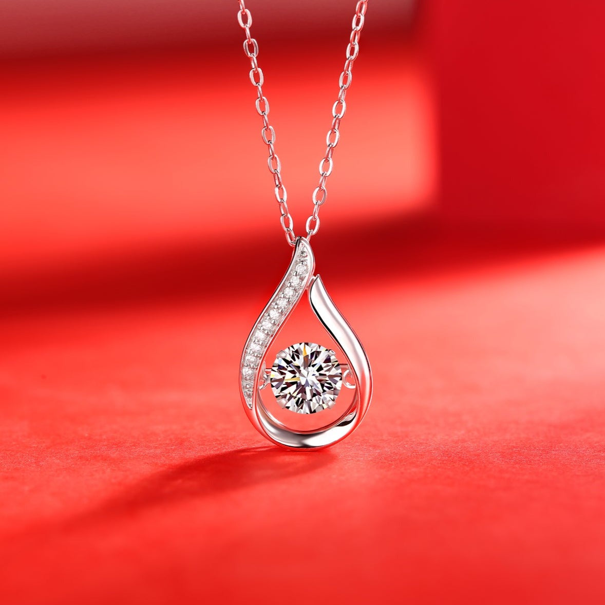 Moissanite lab-grown Diamond Necklace for women - 18K White Gold Plated S925 Sterling Silver - Dancing swan - 4