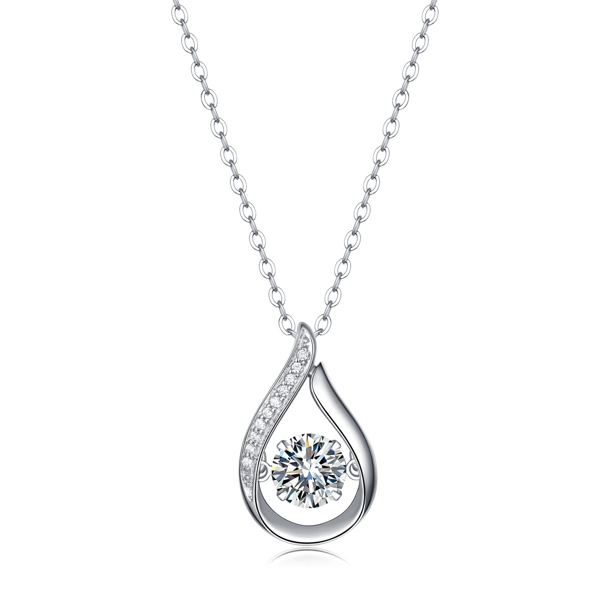 Moissanite lab-grown Diamond Necklace for women - 18K White Gold Plated S925 Sterling Silver - Dancing swan - 1