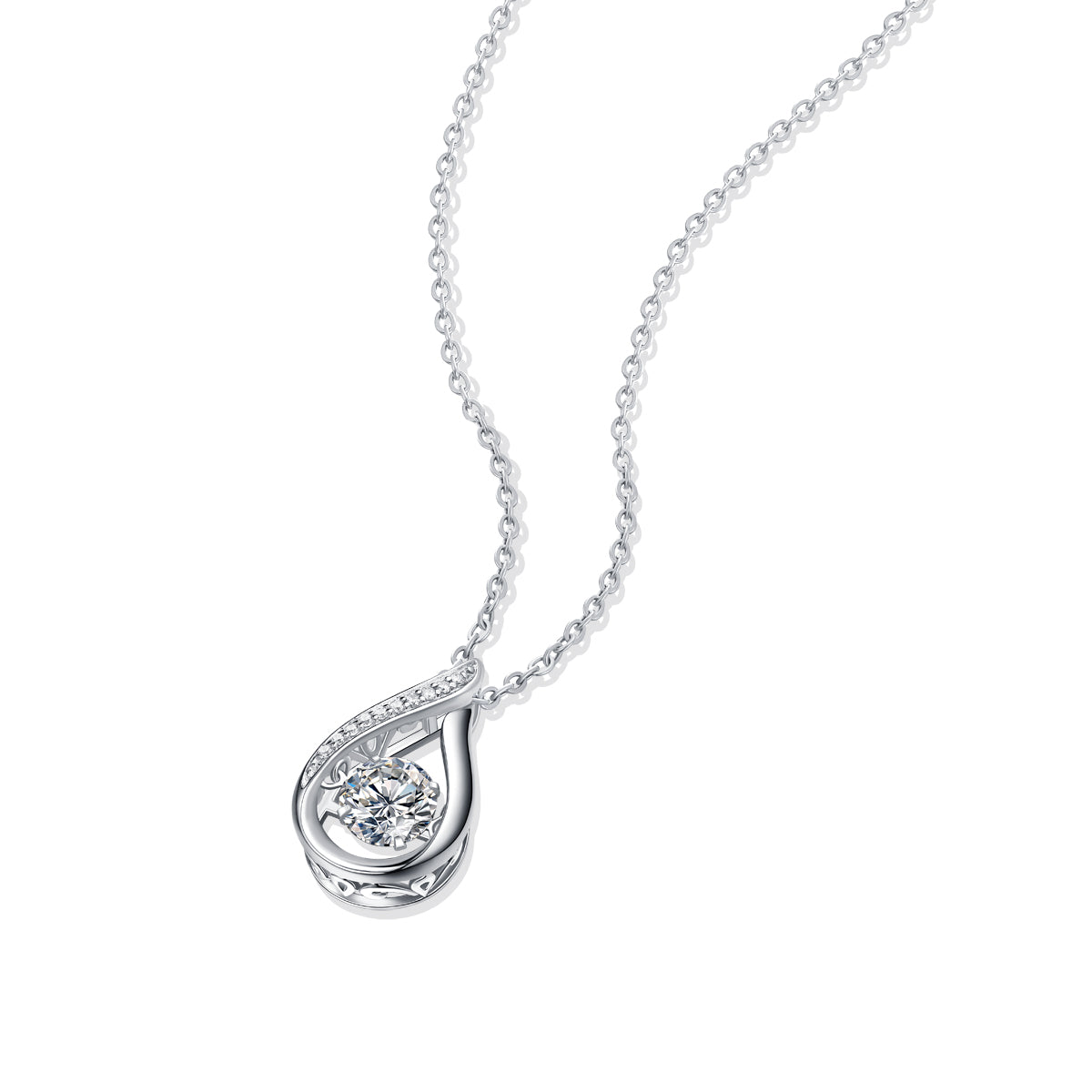 Moissanite lab-grown Diamond Necklace for women - 18K White Gold Plated S925 Sterling Silver - Dancing swan - 5