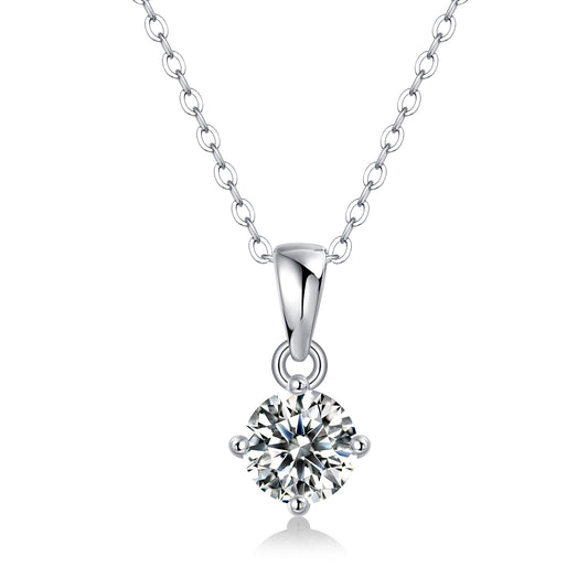 Moissanite lab-grown Diamond Necklace for women - 18K White Gold Plated S925 Sterling Silver - Thought - 1