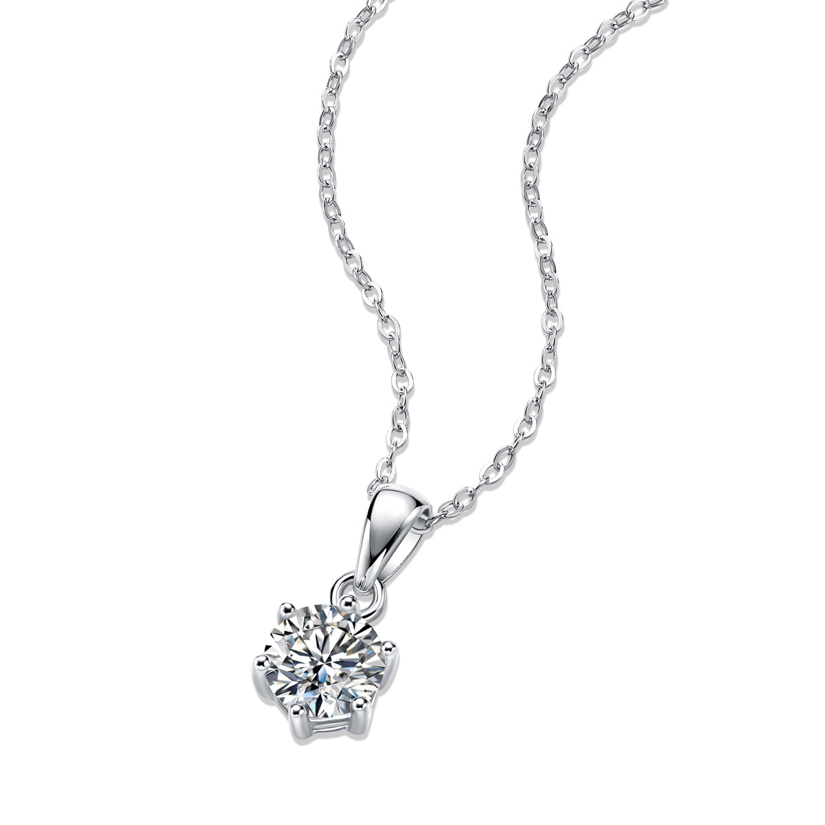 Moissanite lab-grown Diamond Necklace for women - 18K White Gold Plated S925 Sterling Silver - Sirius - 5