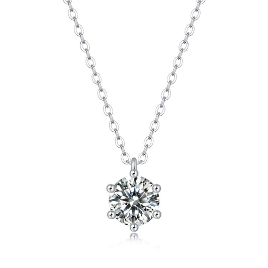 Moissanite lab-grown Diamond Necklace for women - 18K White Gold Plated S925 Sterling Silver - Shining - 1