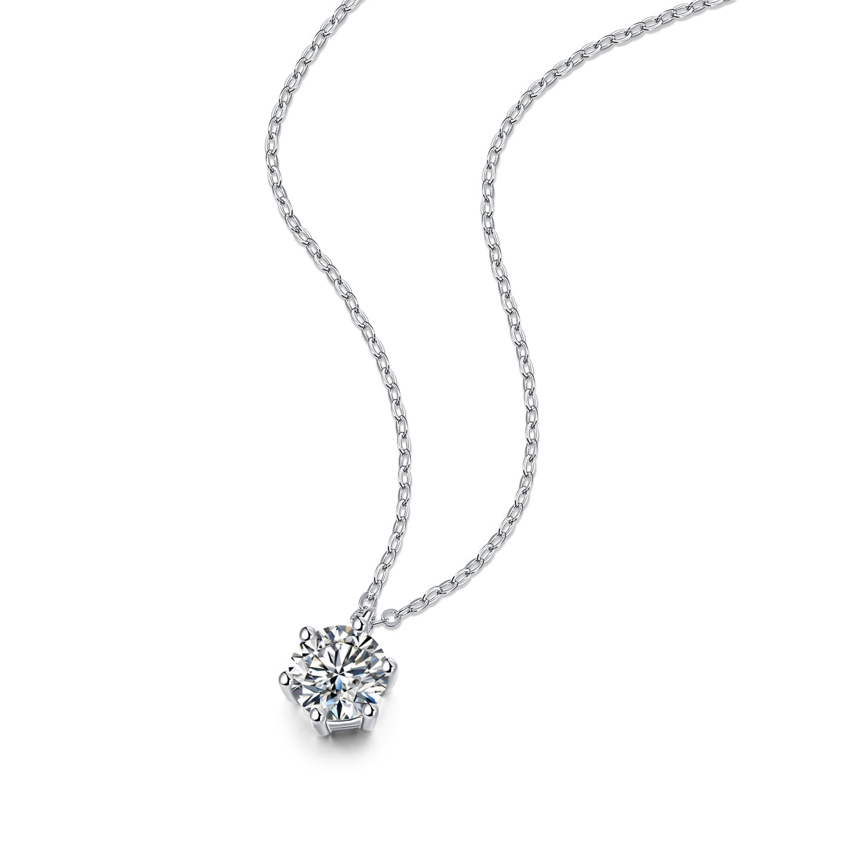 Moissanite lab-grown Diamond Necklace for women - 18K White Gold Plated S925 Sterling Silver - Shining - 5