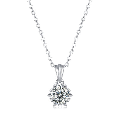 Moissanite lab-grown Diamond Necklace for women - 18K White Gold Plated S925 Sterling Silver - Star Snowflake -139