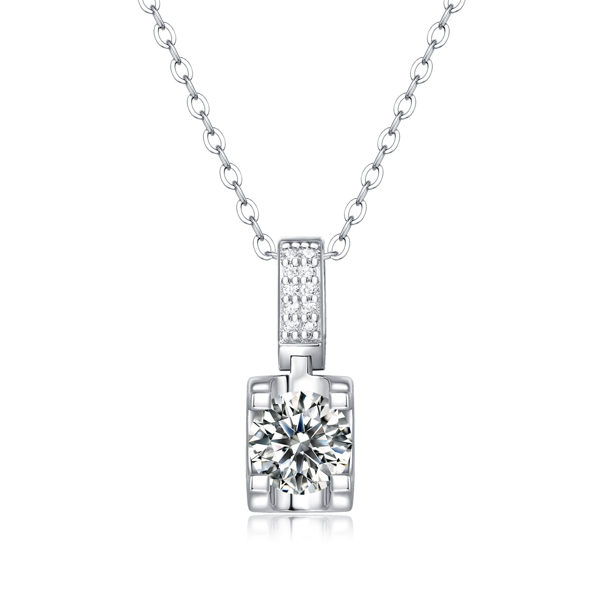 Moissanite lab-grown Diamond Necklace for women - 18K White Gold Plated S925 Sterling Silver - Fascinated - 1