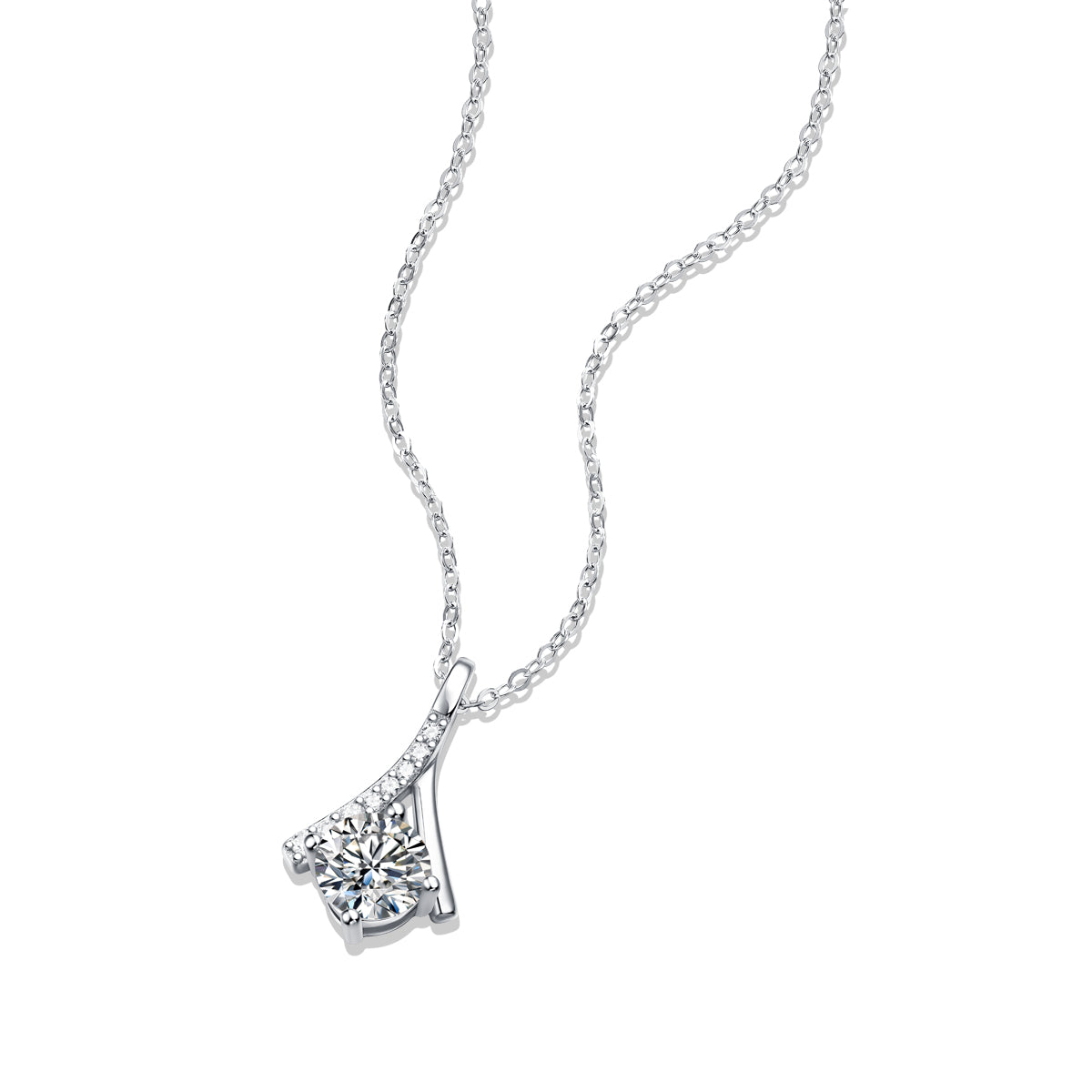 Moissanite lab-grown Diamond Necklace for women - 18K White Gold Plated S925 Sterling Silver - Queen - 5